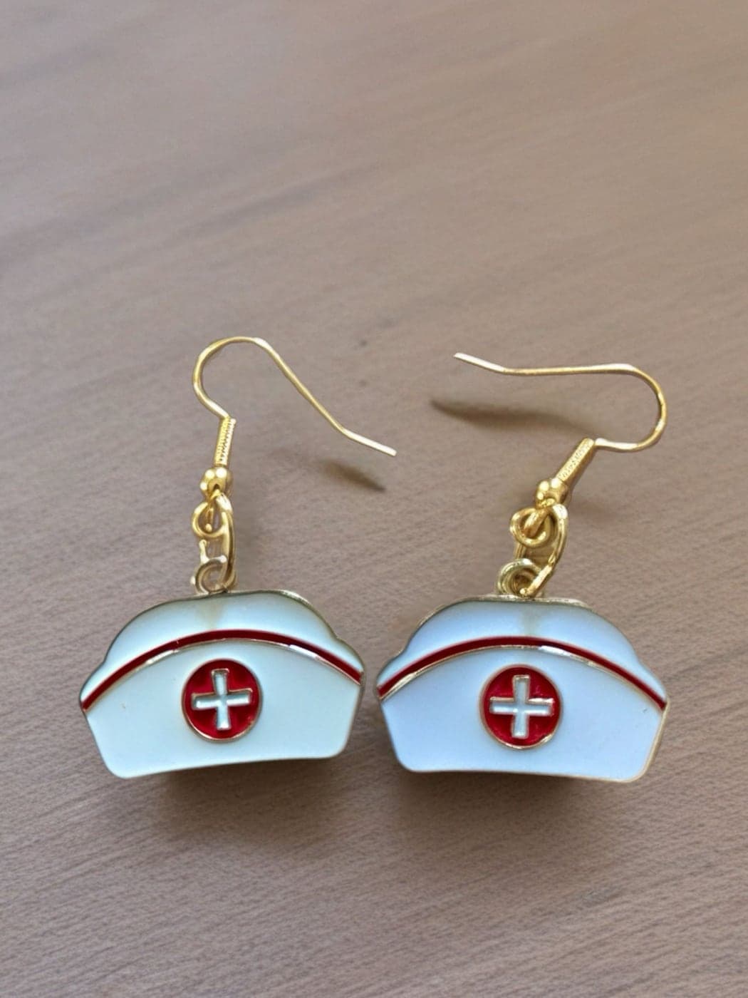 Nurse hat earrings — handmade by Otani