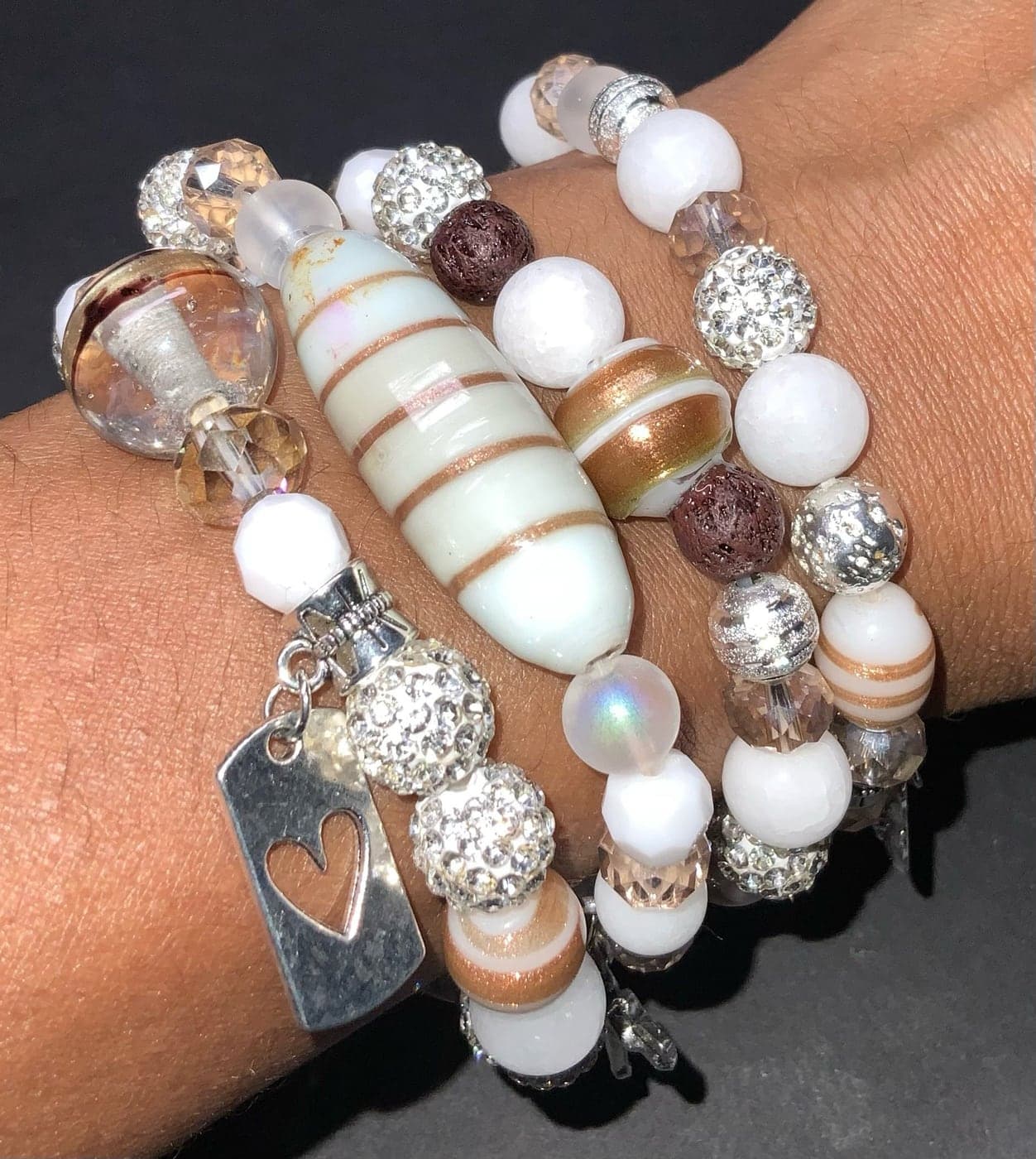 Pearl & charm stack — handmade by Otani