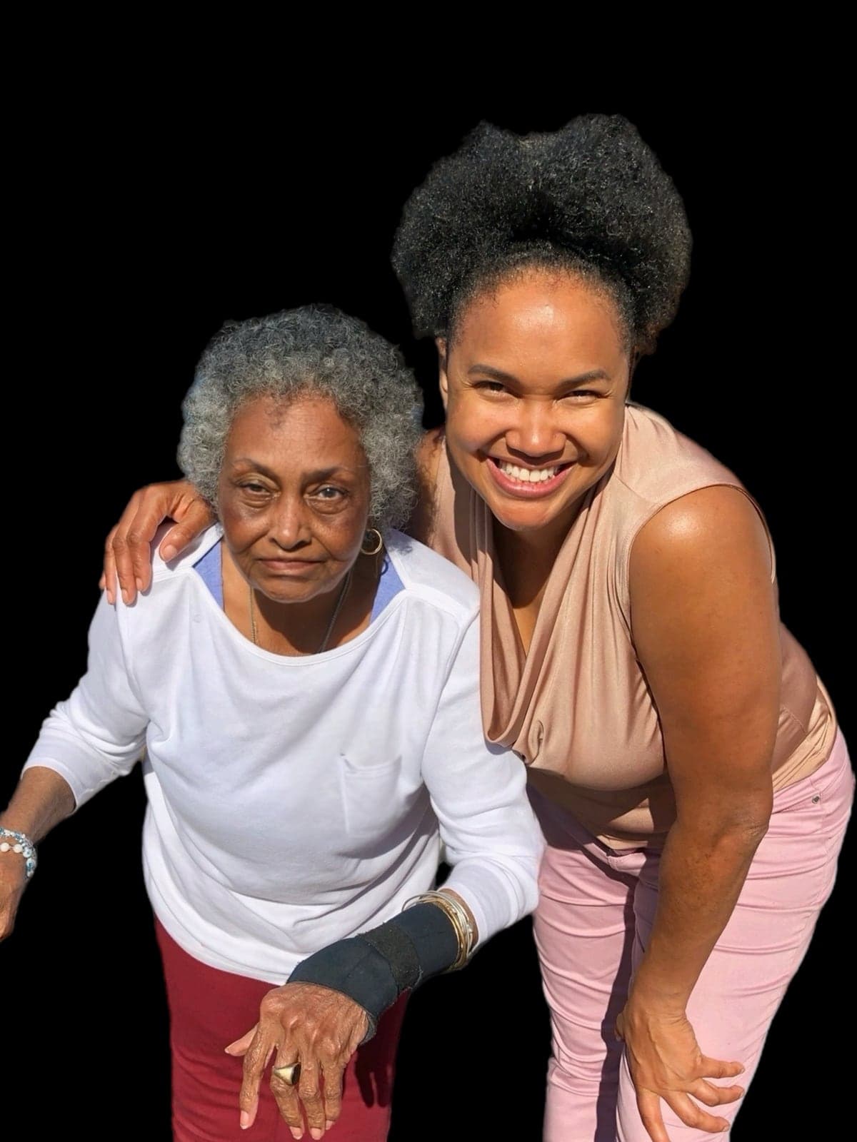 Yvette with a senior client at the studio
